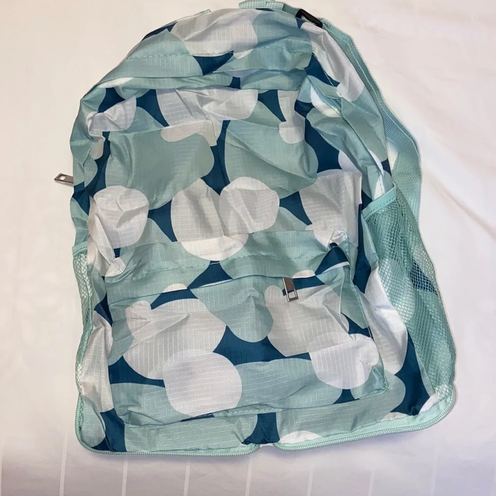 Brand new Packable Backpack Mint Green Blue Pattern Spring Summer